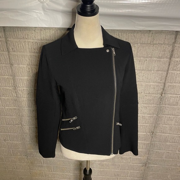 Trouvé Womens Black Asymmetrical Long Sleeve Moto Jacket Small - Picture 2 of 7